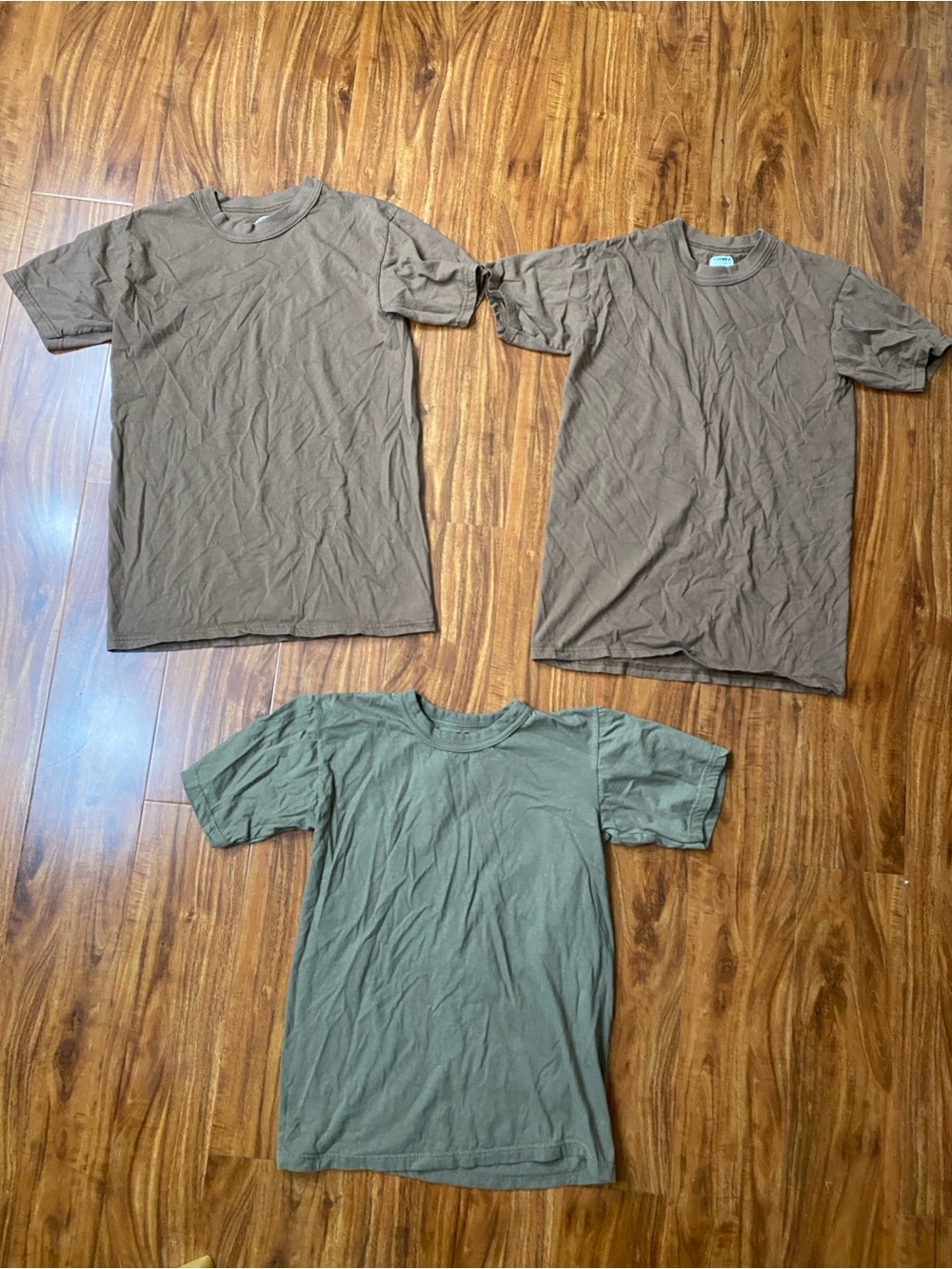 Soffe Women's Brown + Olive Dri Cotton Crew T-Shirt Size Small Military Casual